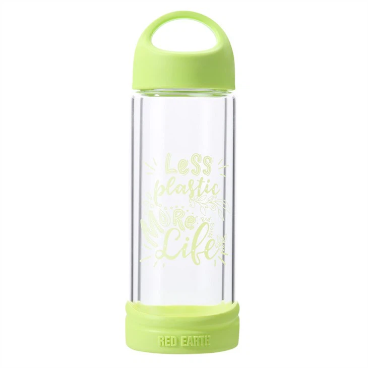 Transparante dubbelwandige glazen reiswaterfles